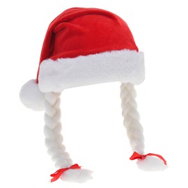 MIJOMA Christmas Hat, Santa Hat, Santa Hat with Plush Fur Edge, Unisex for Adults, Cuddly Soft, Ideal for Christmas Party, 100% Polyester, One Size (Red with White Braids)