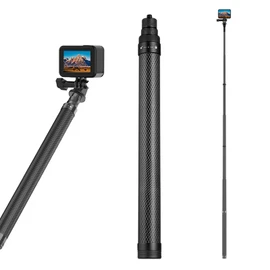 TELESIN 47'' Selfie Stick Lightweight Carbon Fiber Pole for Go Pro Max Hero 13 12 11 10 9 8 7 6 5 Insta 360 One R One X2 X3, DJI Osmo Action 2 Action 3 Camera Monopod Detachable Extendable