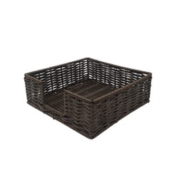 KOVOT Wicker Napkin Holder - 7.5"W x 7.5"W Flat Square Table Top Decorative Tissue Paper Dispenser for Kitchen, Luncheon & Dining Table Dark Brown Woven Napkin Tray