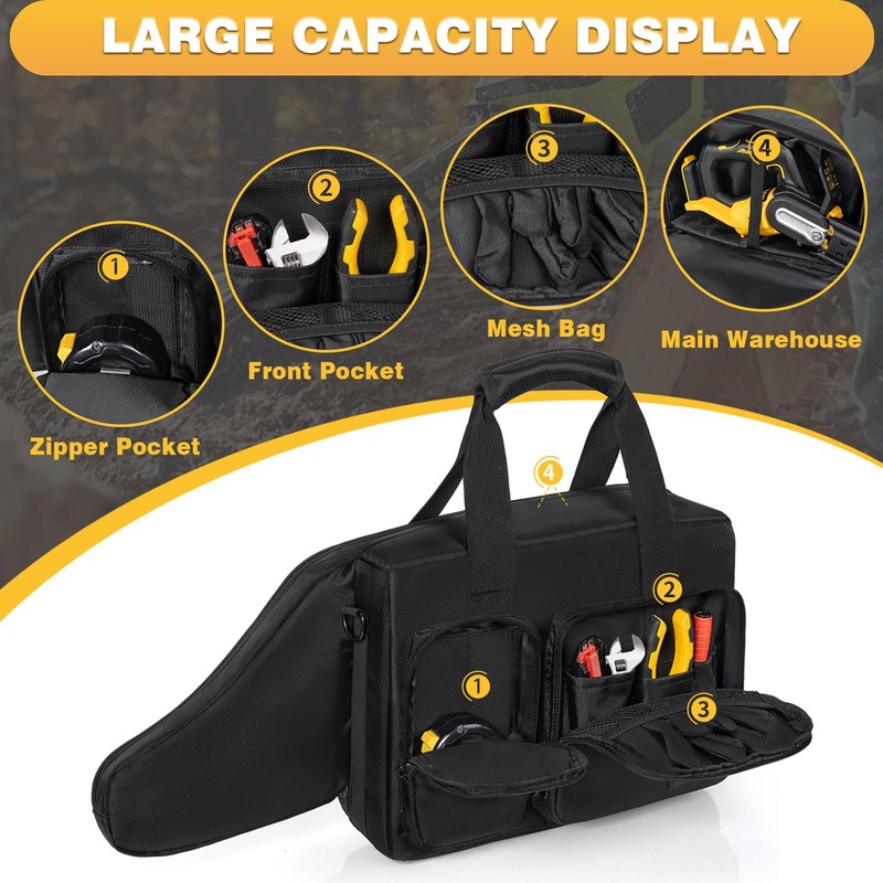 OUUTMEE Chainsaw Carrying Case, Waterproof Foldable Chainsaw Storage Bag Compatible