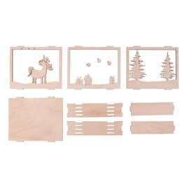 Rayher Holzbaus. 46600505 3D Unicorn Motif Frame, FSC Mix Credit, Natural, 15.5 x 12.5 cm, Depth 3.8 cm, Pack of 12