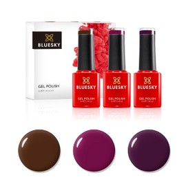 BLUESKY Gel Polish, Gel Nail Polish Set, Winter Warmers, 3 x 5 ml, Dark Red, Red, Brown