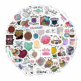 100Pcs Crochet Stickers and Knitting Stickers for Water Bottle and Laptop - Waterproof Vinyl Yarn Decals Laptop Decals