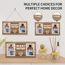 SOUHONEY Me and My Brother Picture Frame, Big Brother Gift from New Baby, New Big Brother Gift, Double 4x6 Inches Sibling Keepsake Wood Picture Frame for Nursery Decor