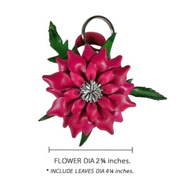 Jomo Joy - Llavero de piel con flores, con borlas, para mujer, diseño de flores, accesorios para llavero, decoración de girasol, 8 pulgadas de largo, Dahlia Hot Pink, M