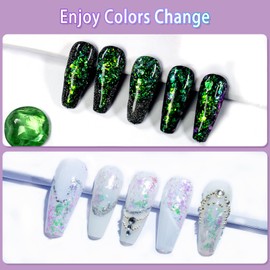 Allstarry 4Pcs Holographic Nail Glitter Flakes, Iridescent Opal Sequins Ultra-thin Mermaid Chrome Pigment Flakes Color-shift Nail Decorations for Gel Polish Manicure DIY at Home, Gift for Women