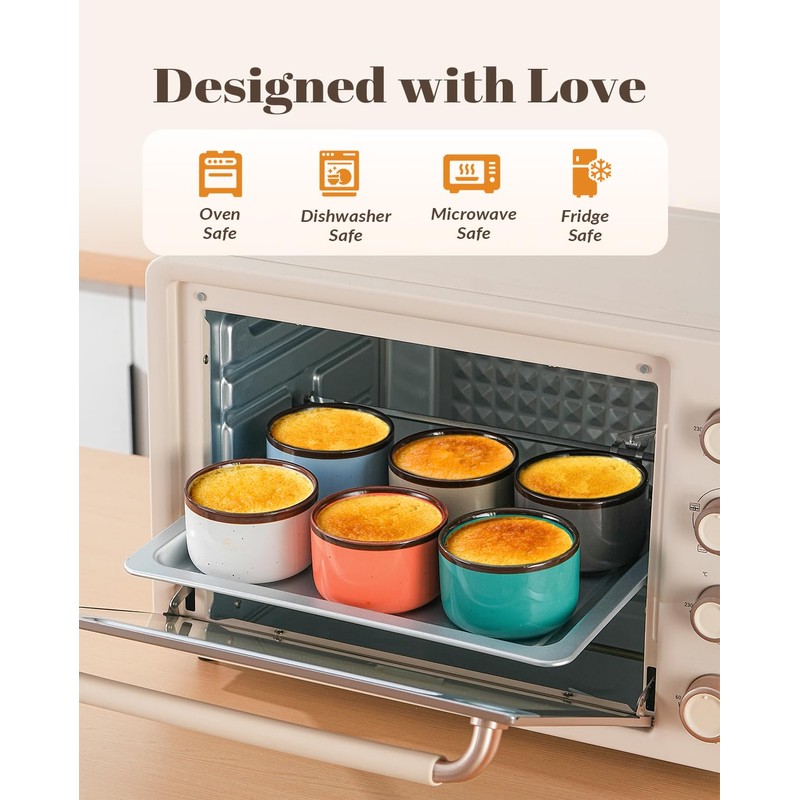 Juimma Ramekins 8 oz, Creme Brulee Ramekins Oven Safe, Small