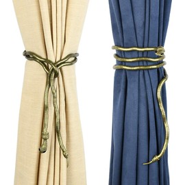 KXLife Snake Curtain Tiebacks Clips, Decorative Drapes Holdbacks, Handmade Metal Rope Tiebacks, Creative Window Drapes Twist Tie Backs, Snake Crafts (Antique Brass, 2 Pack)