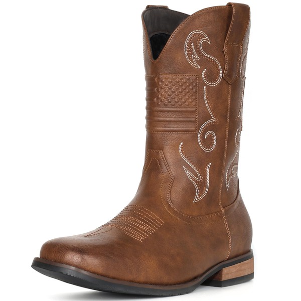 IUV Cowboy Boots For Men Western Boot Classic American Flag