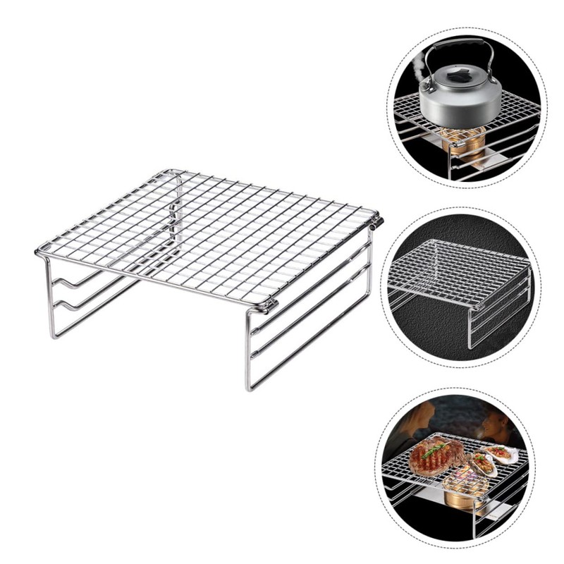 Kisangel Barbecue Warming Rack Raised Grill Rack Bbq Stainless Steel