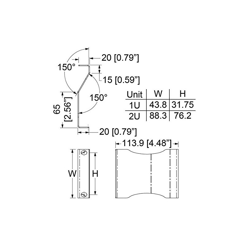 Penn Elcom Rack Mount Offset Bracket 2U Pair R1207-2U