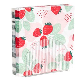 Acrylic Napkin Holders for Table Crystal Clear Cocktail Napkin Holder Paper Stand Tissue Dispenser for House, Party, Restaurant, Hotel, Cafe, Bar (Strip Pattern)