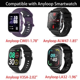 Compatible with Anyloop Smartwatch Bands, Lamshaw Classic Watch Bands 22mm Soft Silicone Bands Bracelet Sports Strap for Men & Women Compatible with Anyloop CW01/LA32/ALW47/V3SA Smartwatch, 5Pack-W