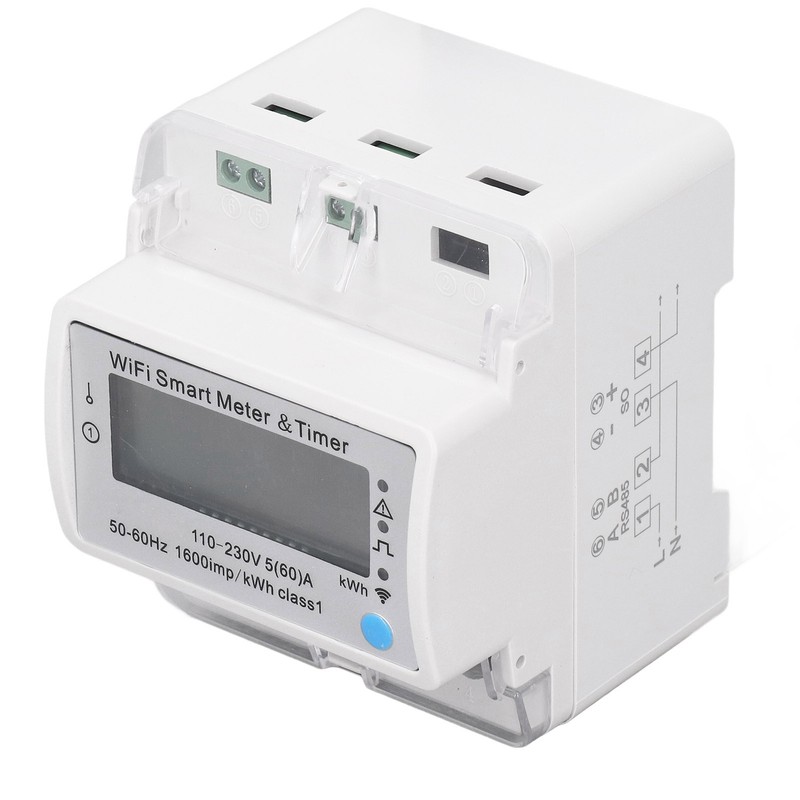 Smart Energy Meter DIN Rail Digital Display Electric Meter WiFi