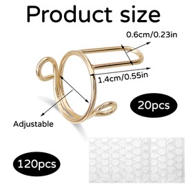 20pcs Wudu Nail Rings,Reusable Nail Rings With 120pcs Adhesive Nail Tabs,Nail Rings For Women,Size Adjustable Detachable Nail Rings For Halal Nail For Muslim Wearing Manicure Nails(Gold,Silver)