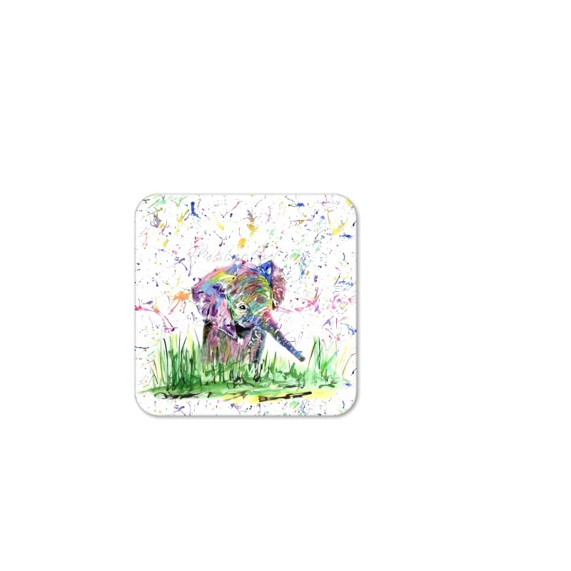 Coaster Elephant baby wild Animals Coasters Watercolour Art Gift Work