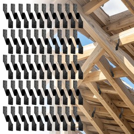 Black Hurricane Straps Tie Brackets,Hurricane Clips,18-Gauge Hurricane Ties for Rafters/Pergola Rafter/Seismic (Left 50 pcs)
