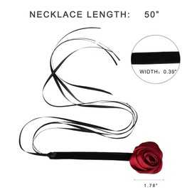 iuviwey Black Velvet Choker with Red Rose Pendant - Adjustable Tie-Up Necklace - Romantic Statement Jewelry for Women (Black ribbon rose)