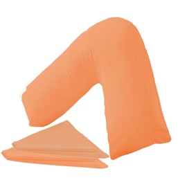 BuzzBuy 2 Pack V shaped pillowcase covers - 100% Poly-cotton Back & Neck Support Orthopaedic Pregnancy/Nursing V Pillowcase cover only (Peach)
