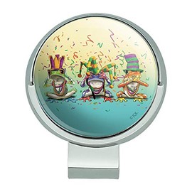 GRAPHICS & MORE Party Frogs Mardi Gras See No Evil Hear Speak Golf Hat Clip with Magnetic Ball Marker