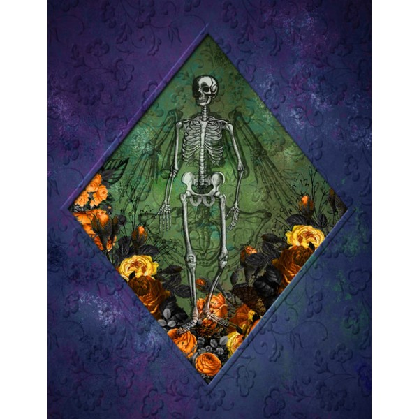 Gothic Blue Skeleton with Flowers Composition Notebook, Sketchbook, Journal: Blank