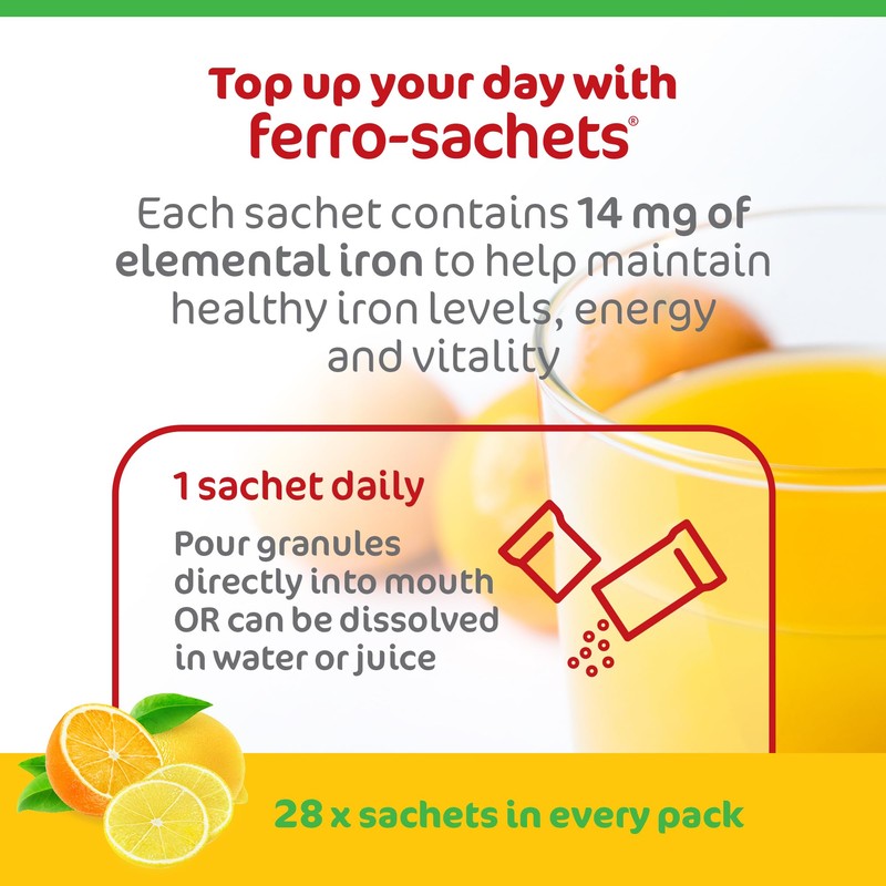 Ferro-Sachets Iron Supplement - Liposomal Iron Granules With Added Vitamin