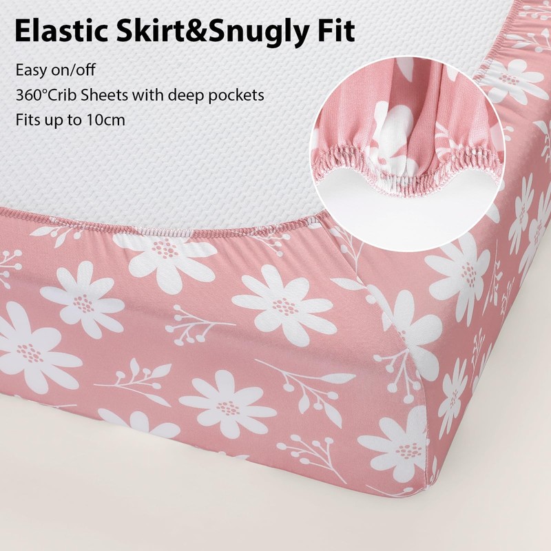 FIEMOL Next to Me Crib Sheets 85x51cm Fitted, 3 Pack