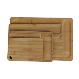 Bamboo Cutting Board, Durable Wood Cutting Boards for Kitchen with Deep Juice Grooves & Built-in Handles, Ideal Charcuterie & Chopping for Meat (4 PCS)