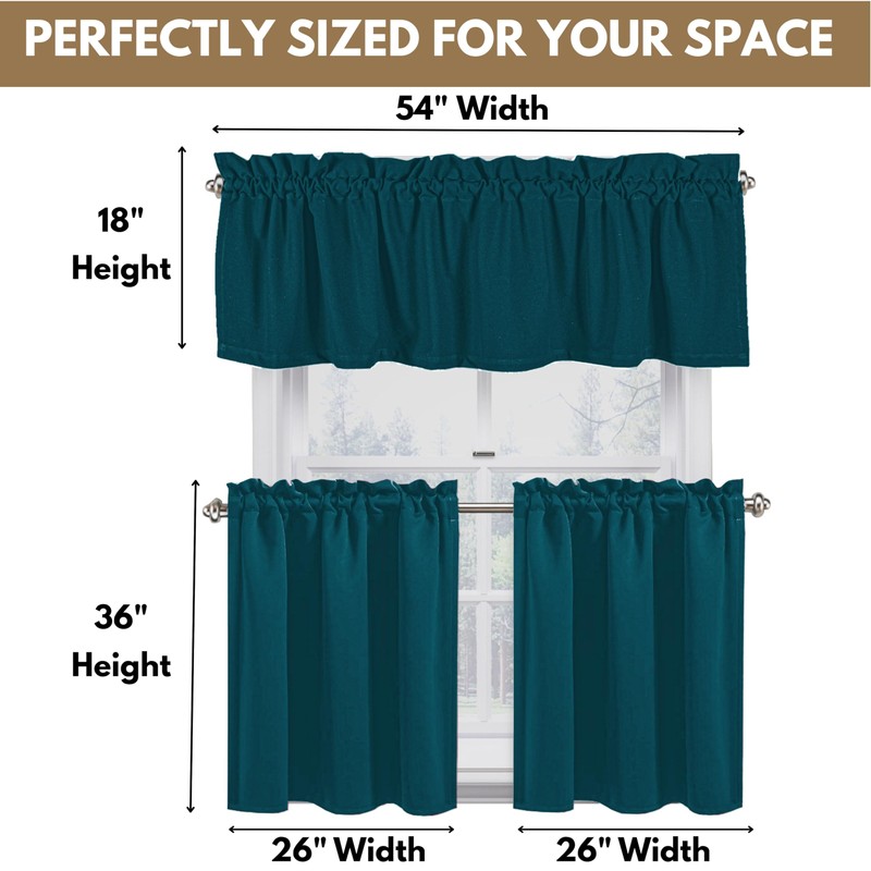 Native Fab 3 Piece Window Curtain Tiers 26"x36" and Valance