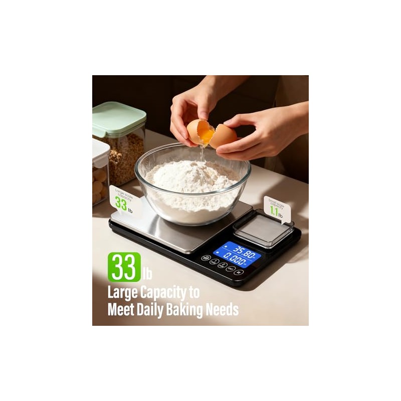 Digital Dual Platform Kitchen Scale, 33 lb Large & 1.1