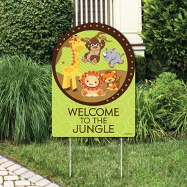 Big Dot of Happiness Funfari - Fun Safari Jungle - Party Decorations - Birthday Party or Baby Shower Welcome Yard Sign