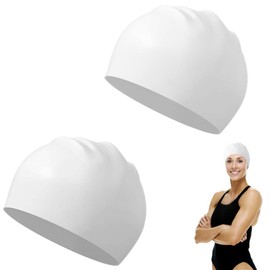 2 Pcs White Swimming Cap Unisex Swimming Cap Swim Caps for Women Comfortable and Durable Swim Hats White Swimming Cap Swimming Headband Stretchable Swimming Cap ﻿