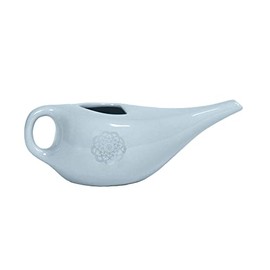 Ruth White Yoga Products Ceramic Nasal Neti Pot with Mandala Pattern (Light Blue)