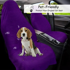CORTHENA Car Seat Towel Cover, Universal Front Seat Protector for Cars, SUVs and Trucks, Sweat Towel Car Seat Cover for Gym, Yoga, Swimming, Pets and Family Travel, Profound Purple, 2 Pack