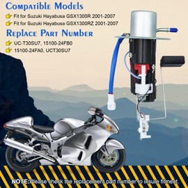 15100-24FB0 Fuel Pump Module Assembly Compatible with Suzuki Hayabusa GSX1300R GSX1300RZ 1999-2007 Replace# 15100-24FA0 UCT30SU7 UC-T30SU7 Pump Assy Feed Unit