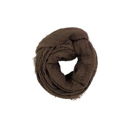Humble Hilo Womens woven cotton Bohemian style gauze scarf shawl fringed edge (Coffee)
