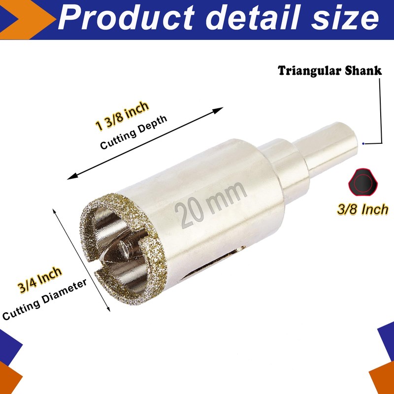 DaduoRi 3/4" Diamond Hole Saw with Pilot Bit, 3/4" Tile