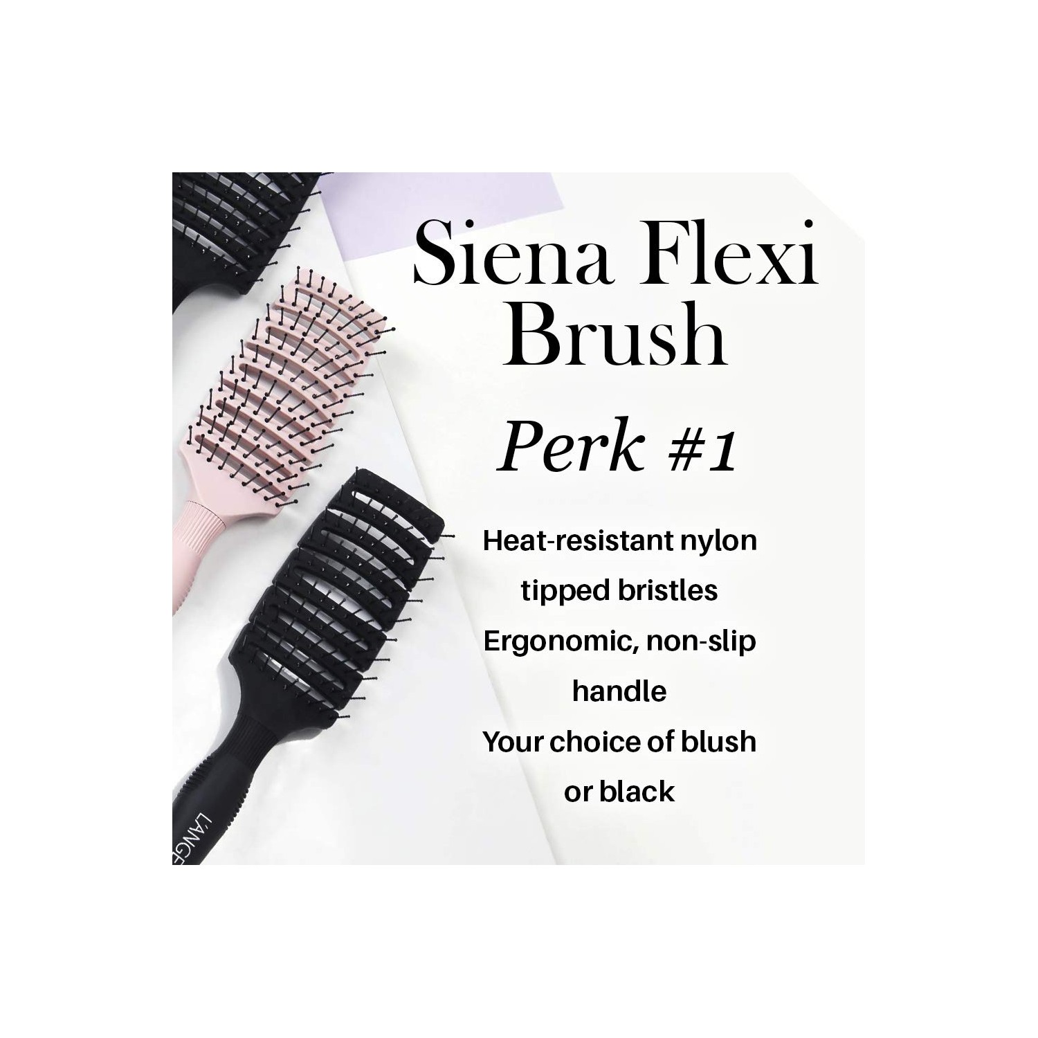 L'ANGE HAIR Siena Flexi Curved Vented Hair Brush Detangle Brush with