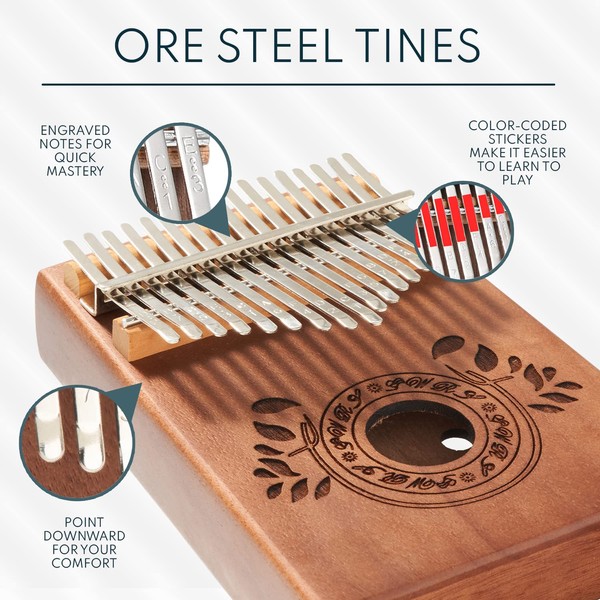 UNOKKI UNOKKI Kalimba 17 Key Thumb Piano, Portable Mahogany Mbira