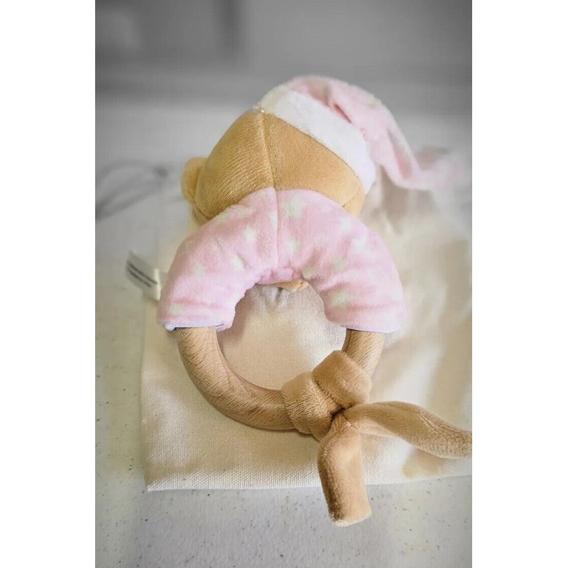 Pebble Pink Teddy Bear Baby Rattle Teething Ring / Baby