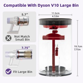 Dust Bin Replacement for Dyson V10 SV12 Animal and Absolute Vacuum Cleaner, Large Dirt Cup Container Dustbin for Dyson No.969509-01