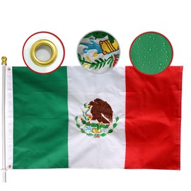 MIDLE Double Sides Mexico Flag 3x5 Ft Large Outdoor - Embroidered Mexican coat of arms Flags |Quadruple Stitched Fly Ends| House Decoration Banner