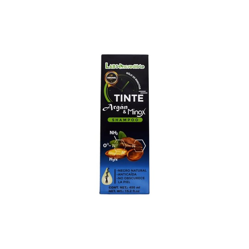 Shampoo Tinte Negro Natural con Argán y Minox, Anticaída, No