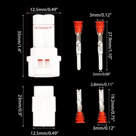 10 Sets 2 Pin Waterproof Wire Connectors Fit for Sumitomo MT090 Auto Motorcycle Harness Plug 6187-2171 6180-2181 Electrical Quick Connector Kit Substitutable 6180-2321 6187-2311, White