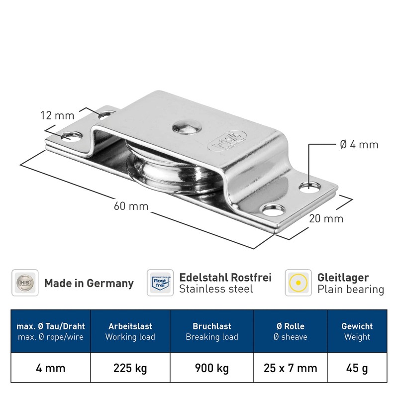SPRENGER Block for Wire 4 mm Stainless Steel Bearing