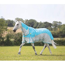 Shires Highlander Plus Waterproof Fly Horse Rug Fixed Neck Combo Blue 5'3/63, Bluee