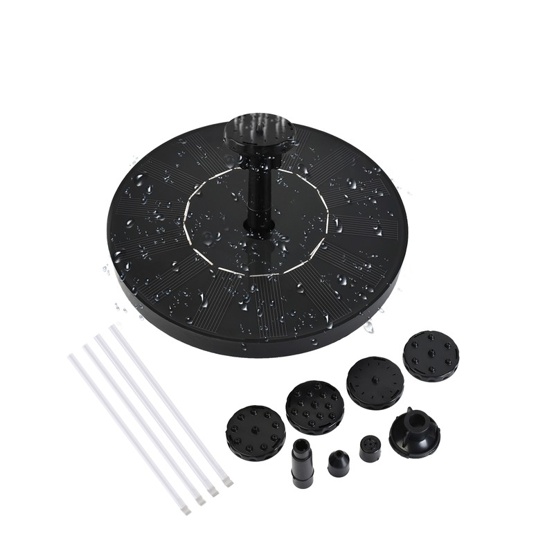 1.5W Solar Fountain Pump with 6 Nozzles Filter Anti-collision Bar