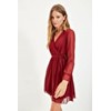 TRENDYOL Women's Midi Ruffle Hem Fitted Dress, burgundy
