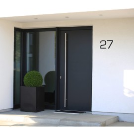 Metzler Modern House Number Made of Solid Steel – Modern Font – Fine Structure Powder Coated Anthracite RAL 7016 – Includes Mounting Material – Height 20 cm – Number 4