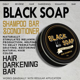 Sklight Gray Hair Reverse Bar, Black Soap For Hair Darkening, Mane Gray Reverse Bar shampoo for Men & Women, PH Balanced Gentle Scalp Cleansing & Moisturizing (2pcs)